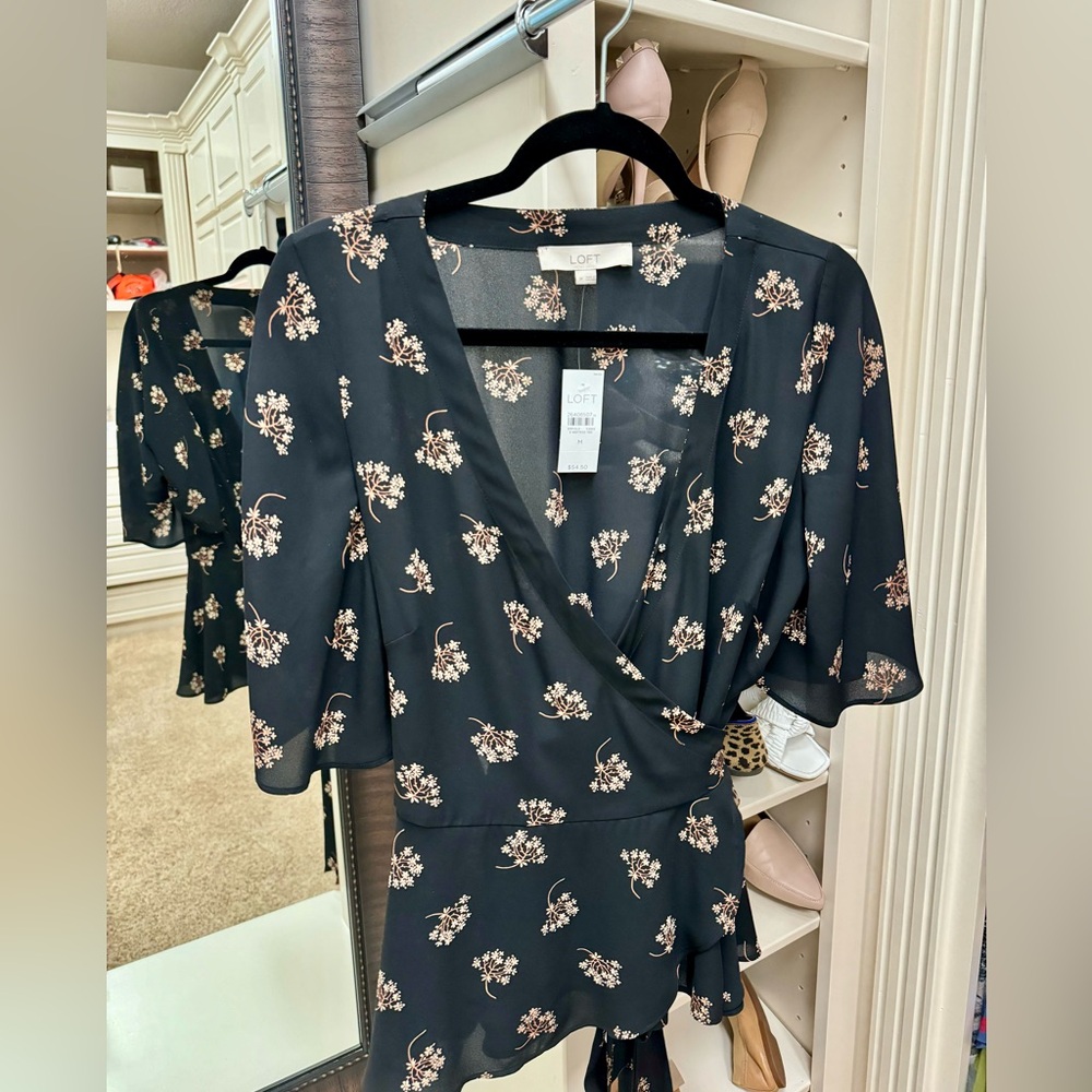 Loft floral wrap blouse